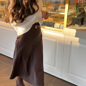 Jupe satin marron