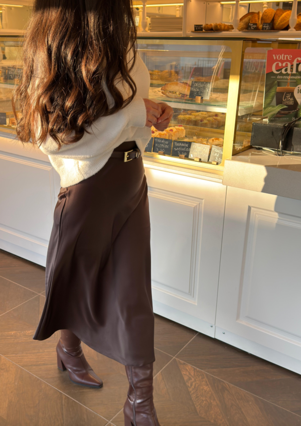 Jupe satin marron