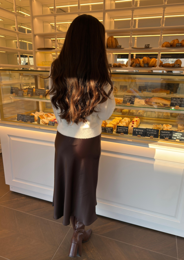 Jupe satin marron – Image 2