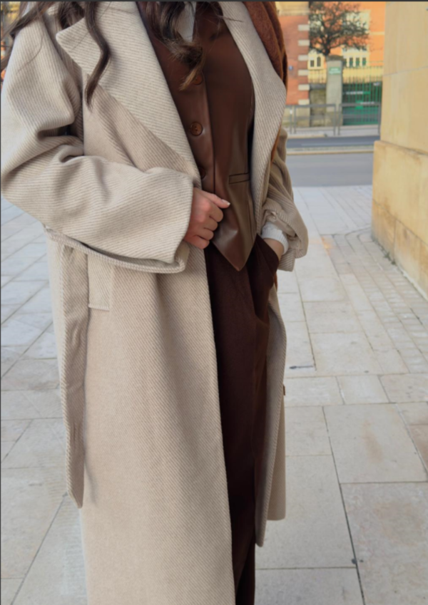 Manteau long à fine rayure