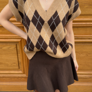 Pull sans manches à longes beige
