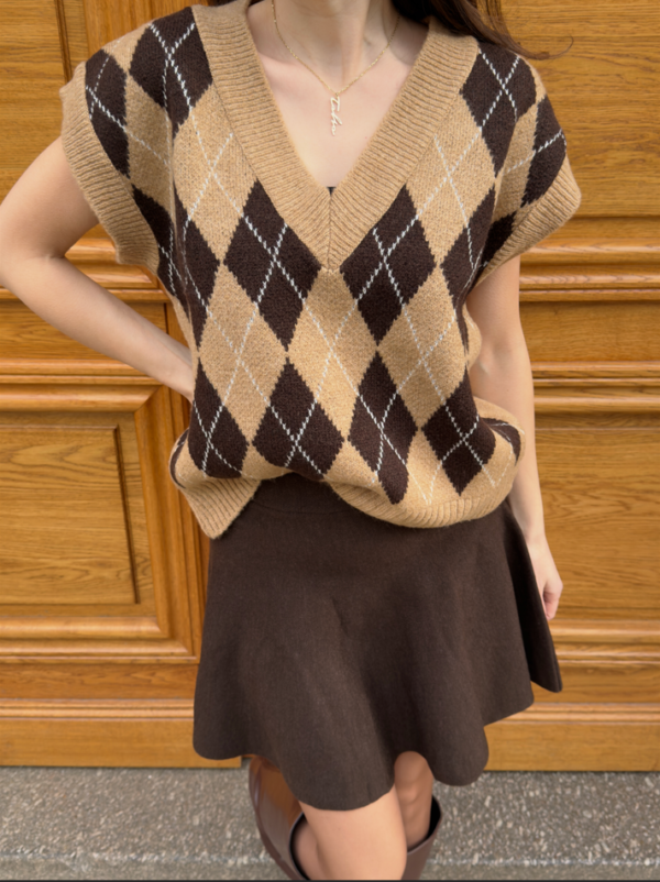 Pull sans manches à longes beige