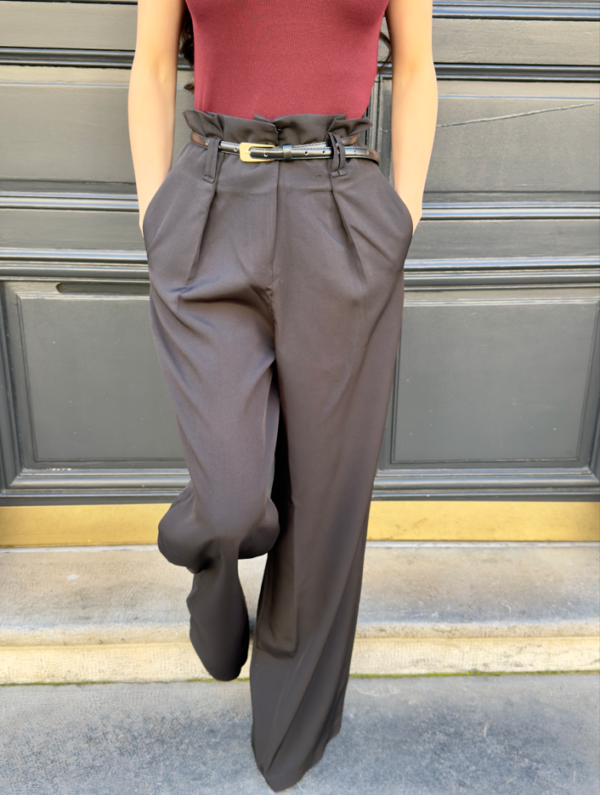 pantalon à ceinture large noir – Image 2