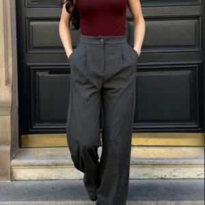 Pantalon de tailleur ample gris foncé
