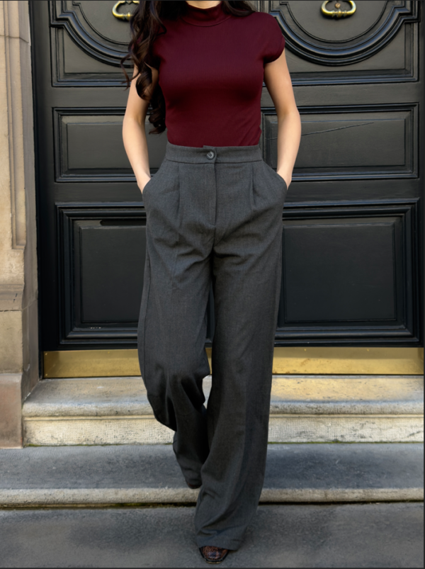 Pantalon de tailleur ample gris foncé