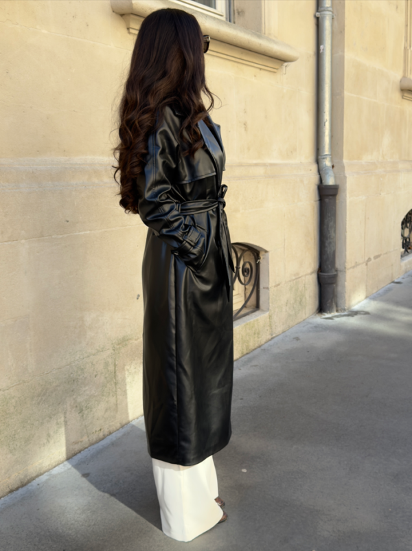 Trench coat en similicuir noir – Image 3