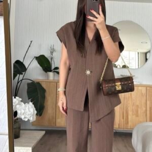 Ensemble à bouton soleil marron