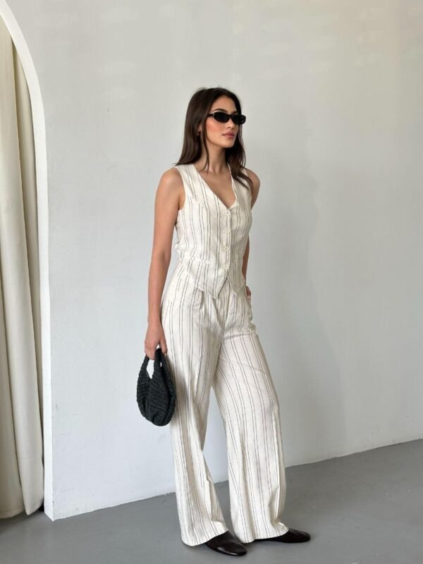 Ensemble de tailleur sans manches rayé – Image 2