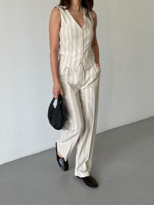 Ensemble de tailleur sans manches rayé – Image 3