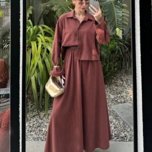 Ensemble jupe longue et chemise terracotta