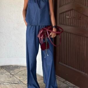 Ensemble à bretelles bleu jeans