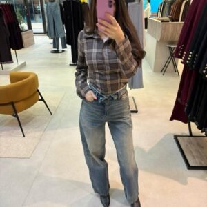 Jean retroussé à la taille | Bleu