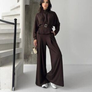 Ensemble de survêtement à ceinture | Marron