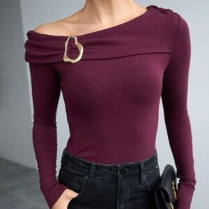 Haut à épaule tombante | Bordeaux foncé