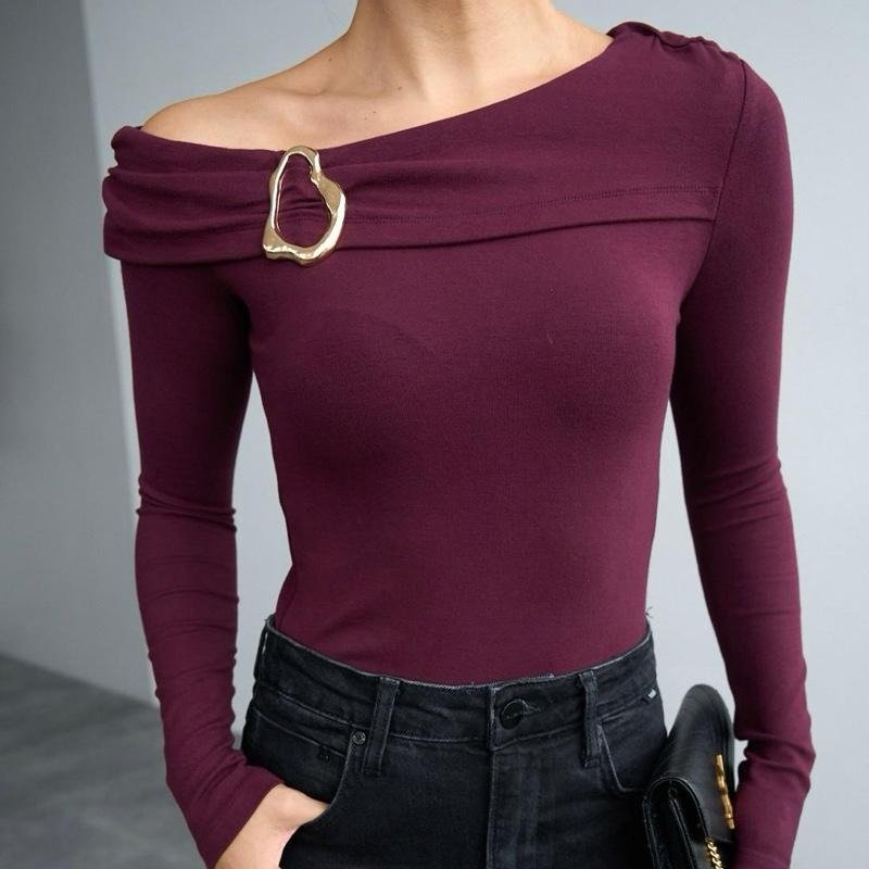 Haut à épaule tombante | Bordeaux foncé