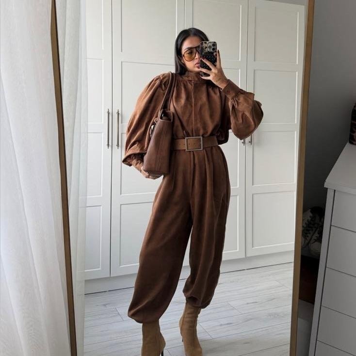 Ensemble en daim | Brun - Noir (34-40) – Image 2