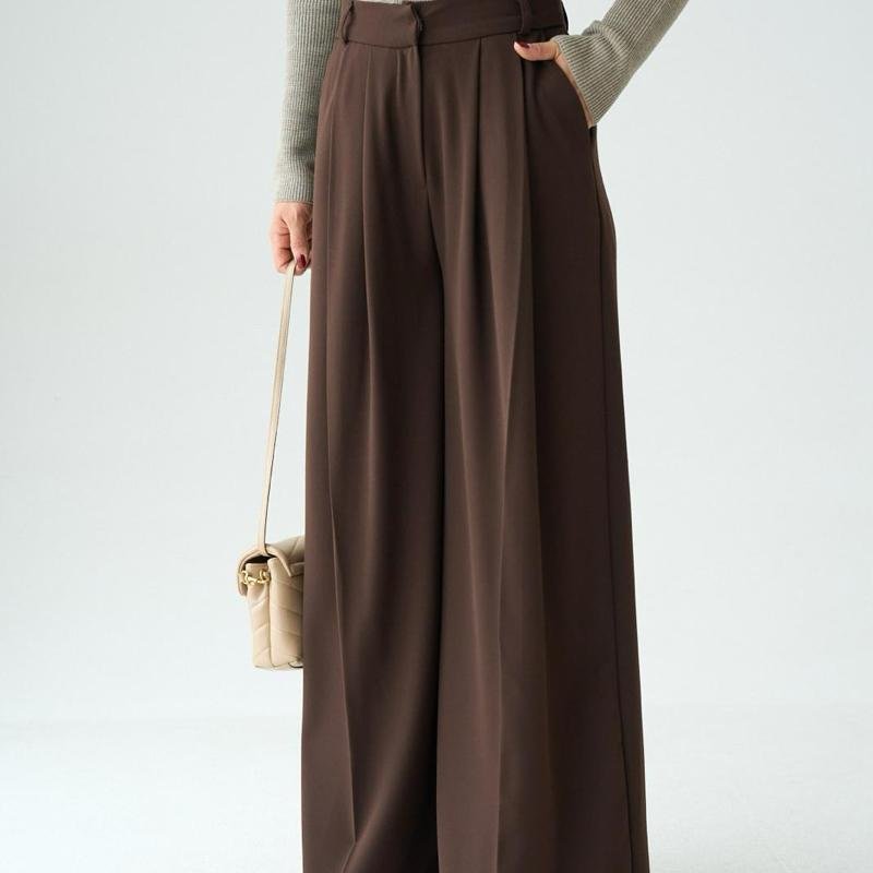 Pantalon à coupe large | Brun - Gris - Noir – Image 4