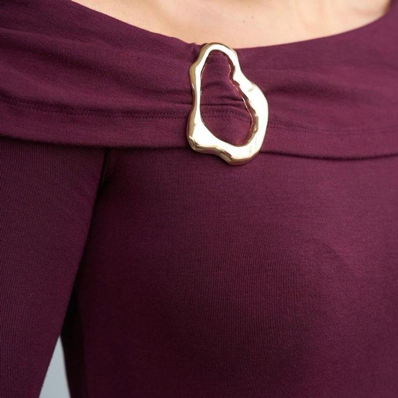 Haut à épaule tombante | Bordeaux foncé – Image 2