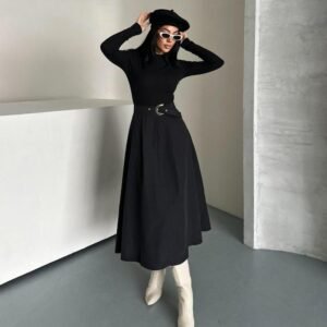 Robe avec ceinture | Noir