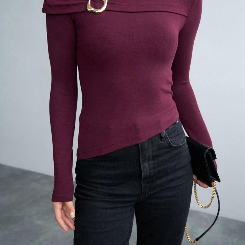 Haut à épaule tombante | Bordeaux foncé – Image 3