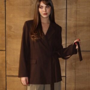 Blazer à nœud avec ceinture, coloris marron | n°3