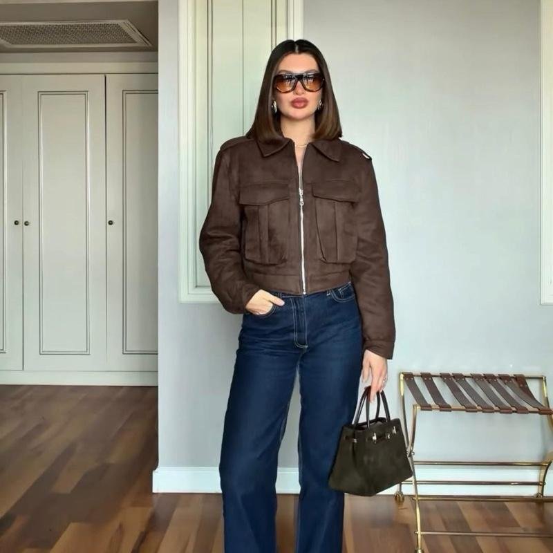 Veste effet daim | Marron (36-40) – Image 2