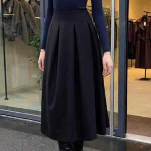 Jupe longue à plis | Noir (38-44)