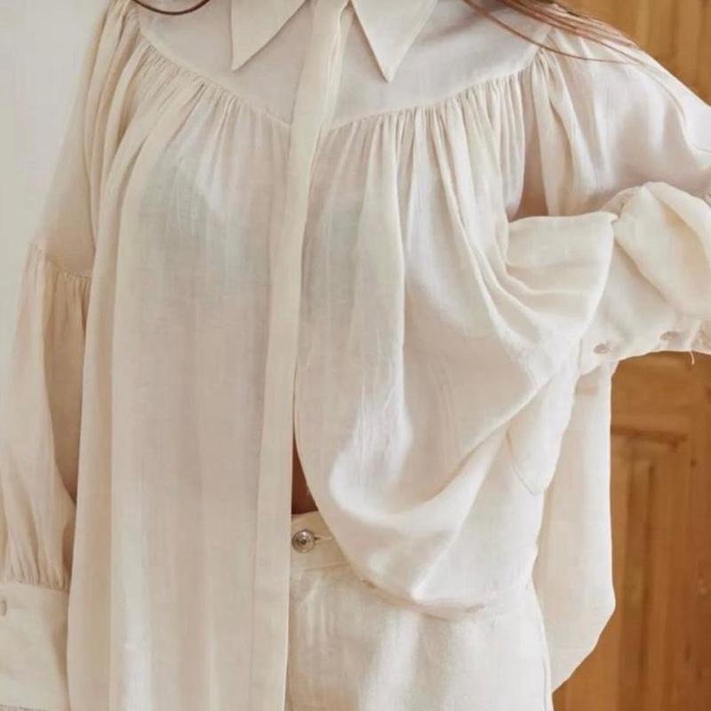 Chemise bouffante | Blanc - Rose - Bleu (34-40) – Image 3