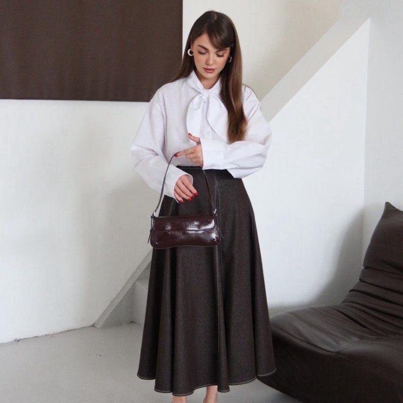 Jupe en jean évasée | Marron (36-42) – Image 3