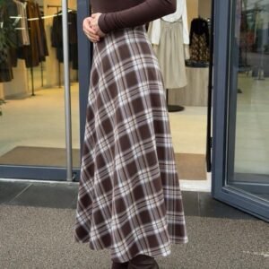 Jupe à carreaux avec poches | Marron/blanc (32-38)