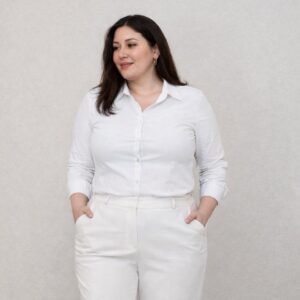 Chemise cintrée | Blanc - Bleu - Marron (44-52)