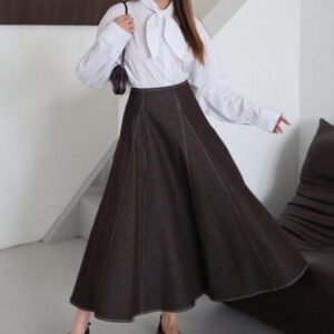 Jupe en jean évasée | Marron (36-42)