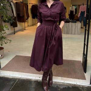 Robe chemise | Bordeaux - Beige (36-40)