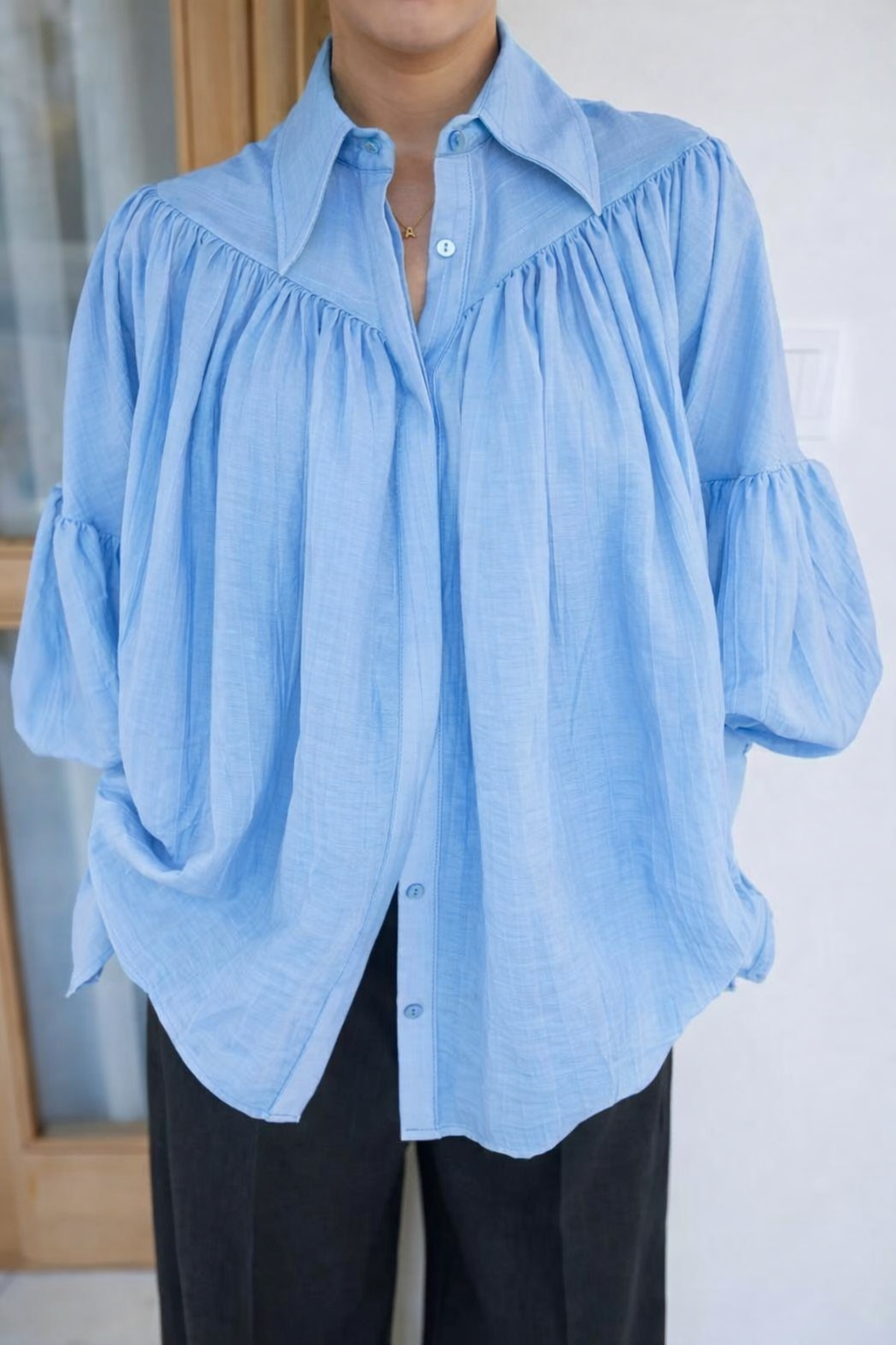 Chemise bouffante | Blanc - Rose - Bleu (34-40) – Image 5