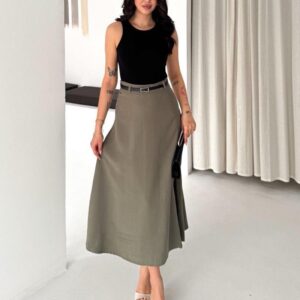 Jupe longue avec ceinture (T32-38)