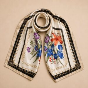 Foulard | Motif chaîne et fleurs