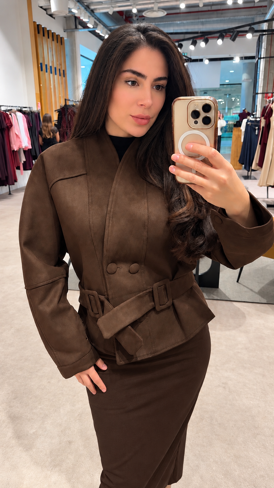 Veste effet daim ceinturée