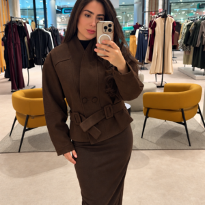Veste effet daim ceinturée