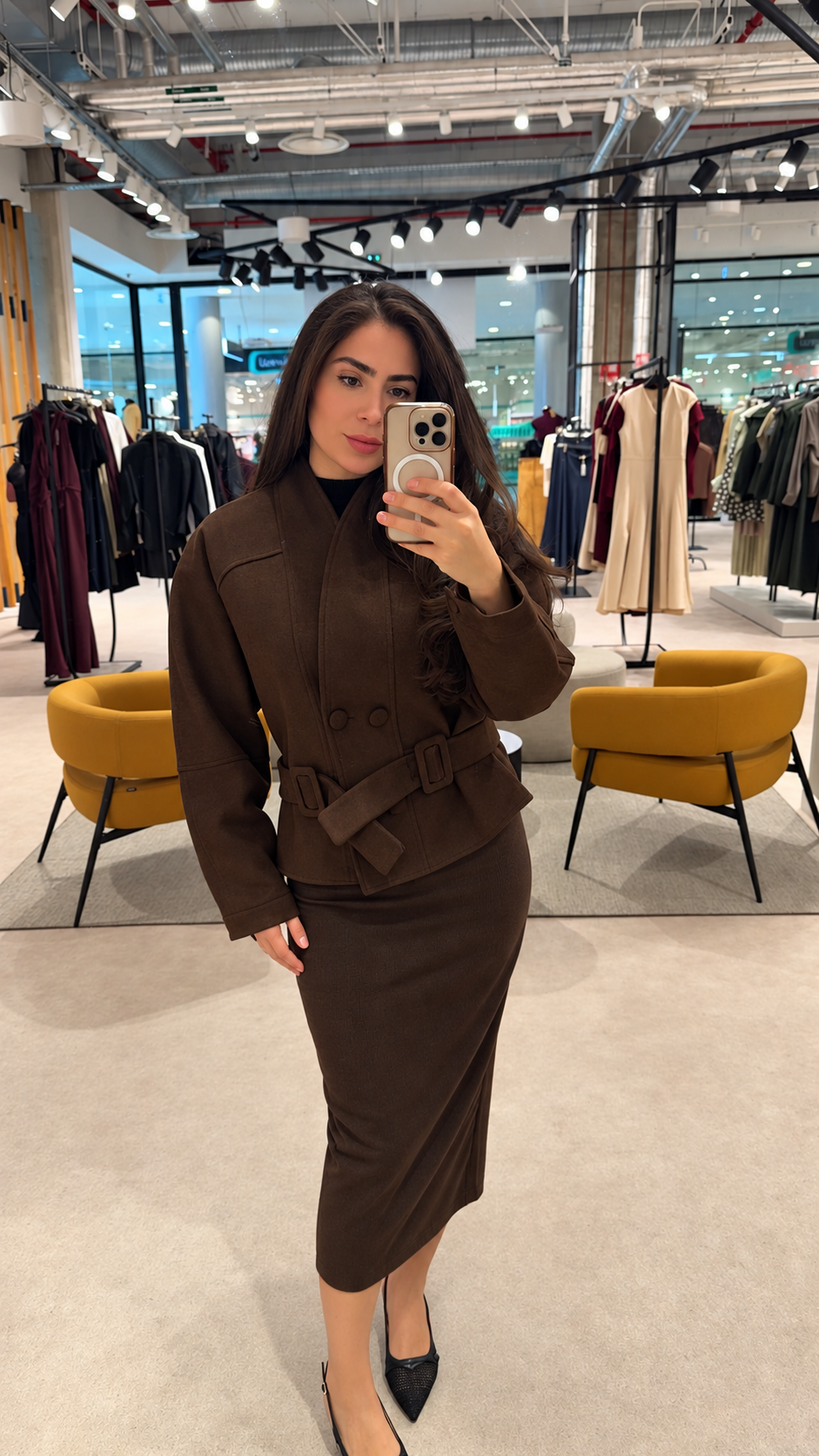 Veste effet daim ceinturée