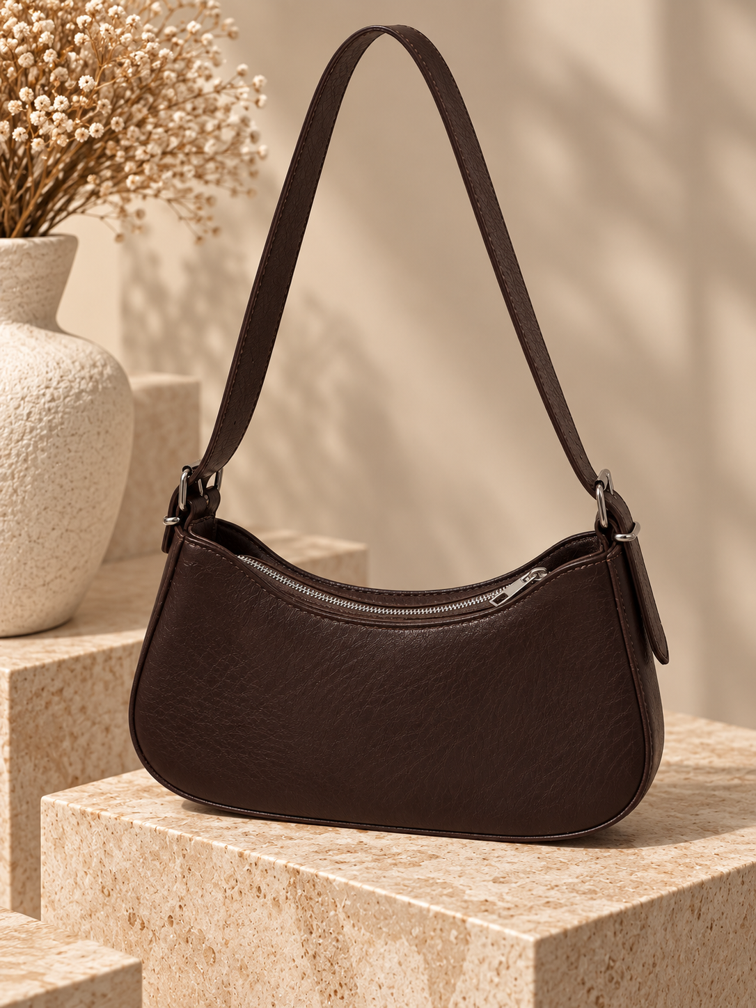 Sac baguette effet cuir