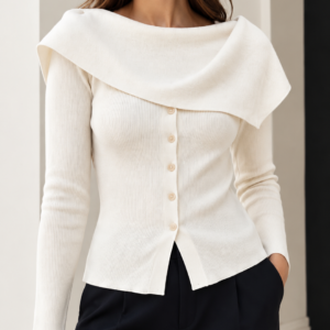 Gilet cintré en maille avec écharpe intégrée