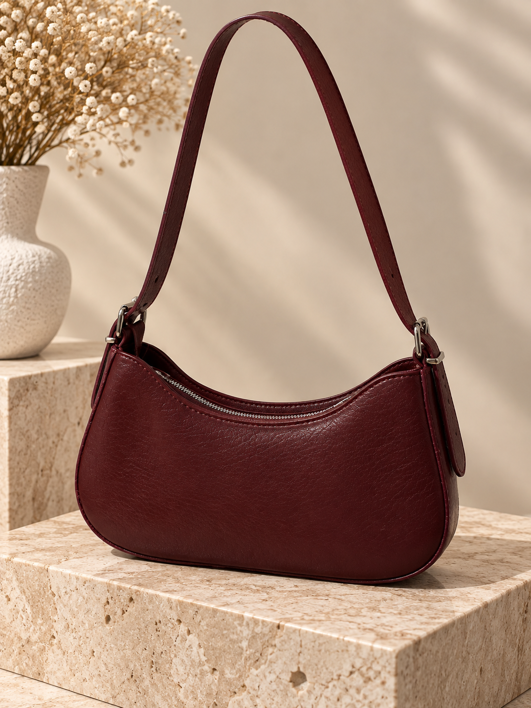 Sac baguette effet cuir
