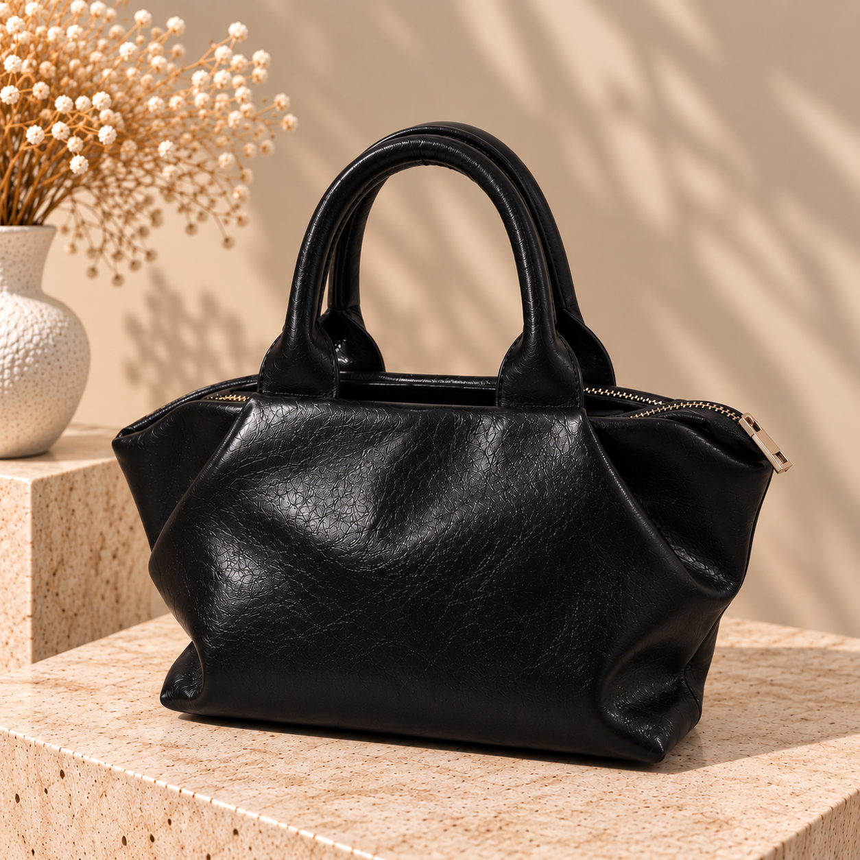 Petit sac à main souple effet cuir
