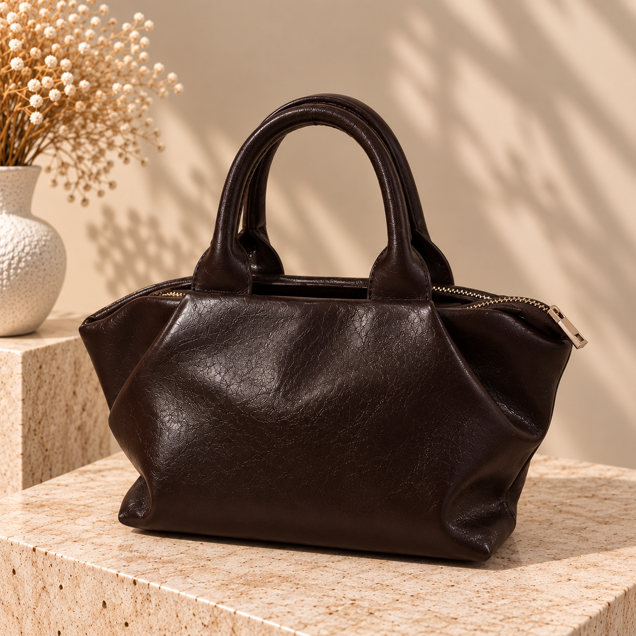 Petit sac à main souple effet cuir