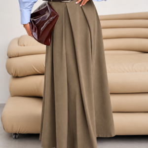 Jupe midi plissée taille haute avec ceinture